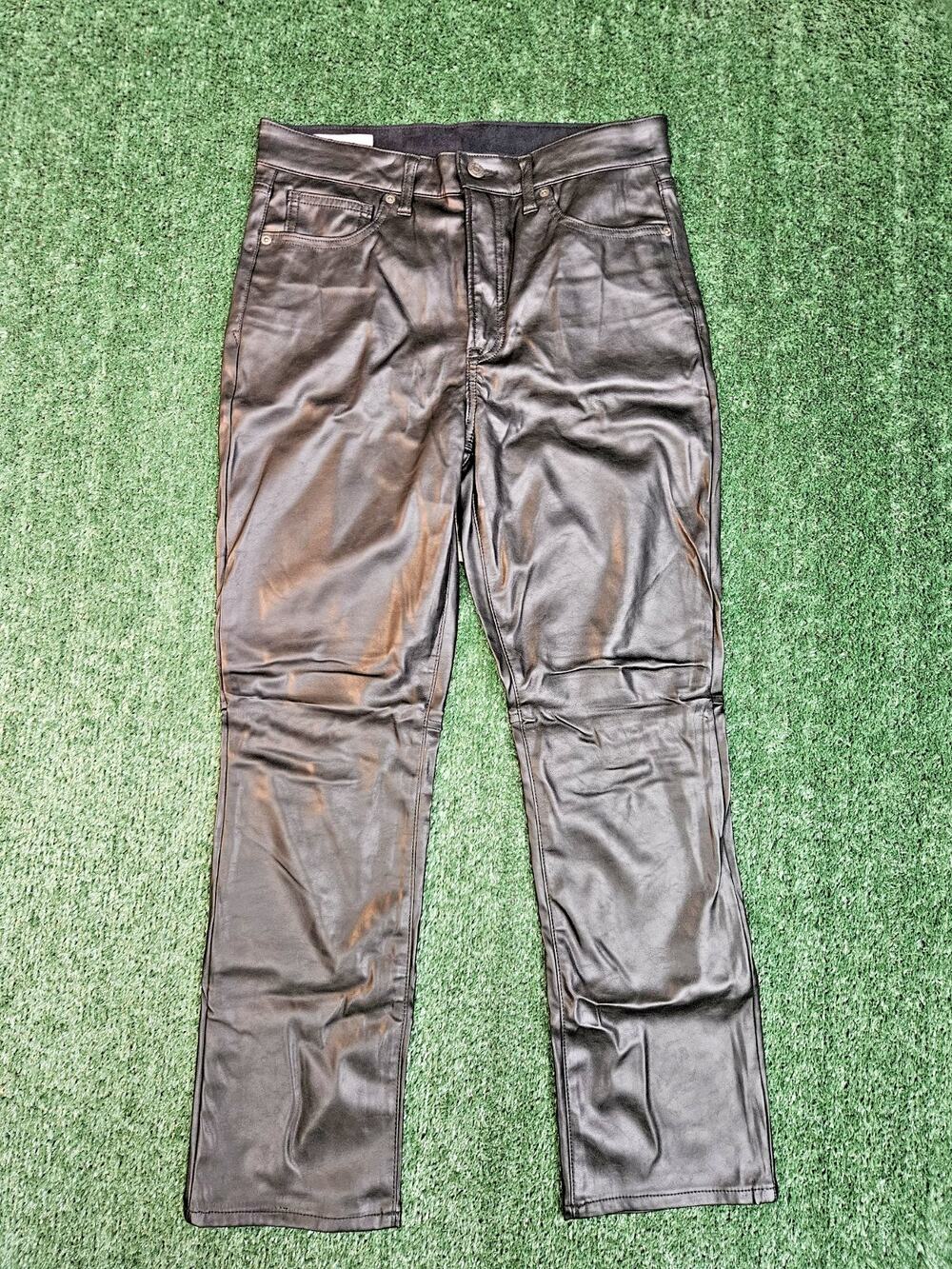 GAP Womens Vintage Slim High Rise Black Patent Faux Leather Pants Size 29 8R EUC